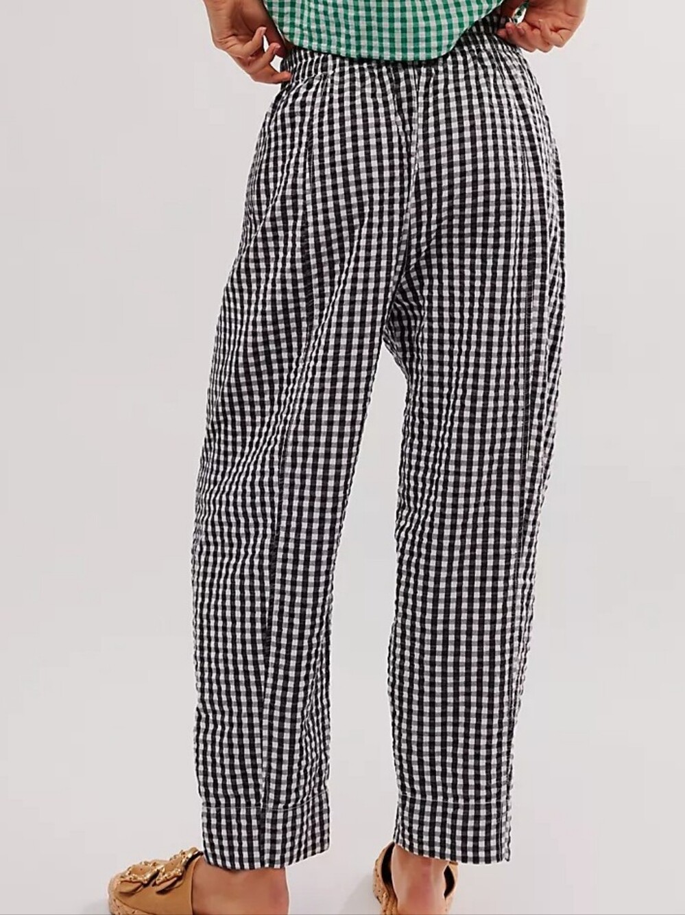 Free People Plaid Gingham Wide Leg Arc Pants Size M - Picture 3 of 13
